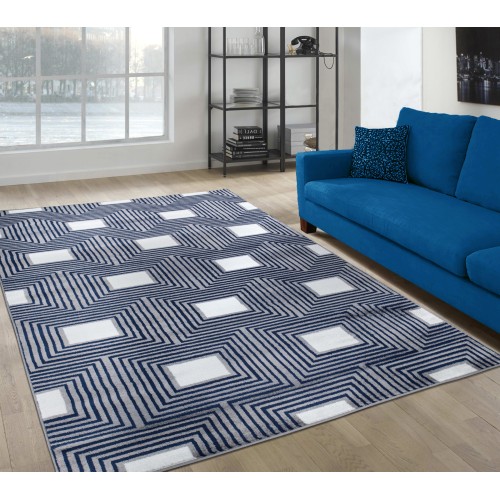 Paris Navy Grey Area Rug